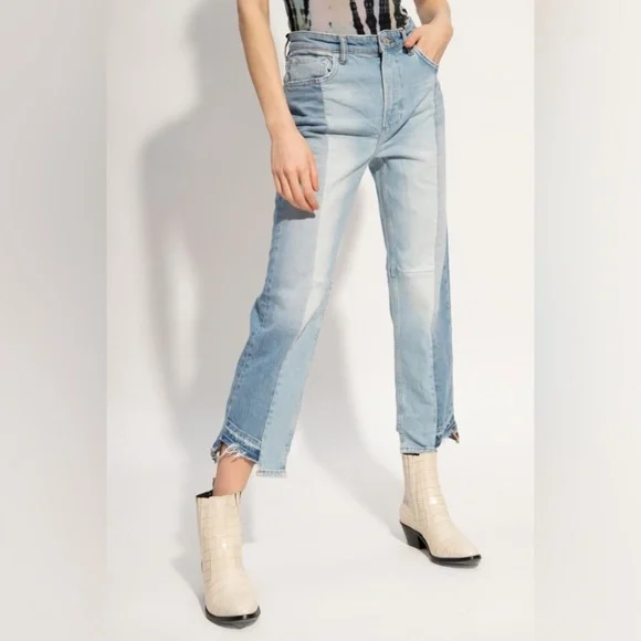 AllSaints Kim Two Toned Asymmetrical Hem Jeans sz 32 - Picture 2 of 9